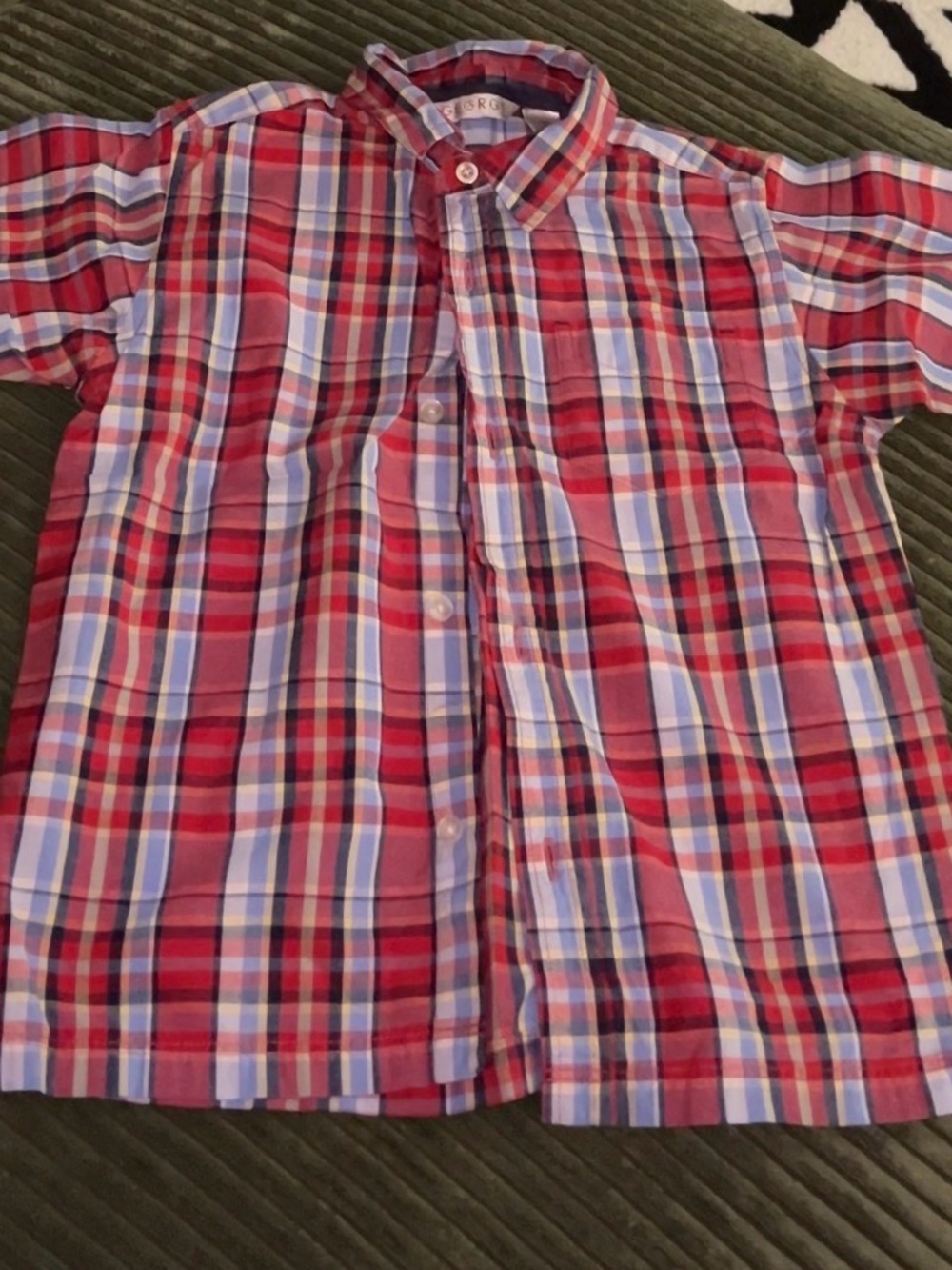 Boys Multicolor Plaid Button-Up Shirt - Red & Blue Sz 5T